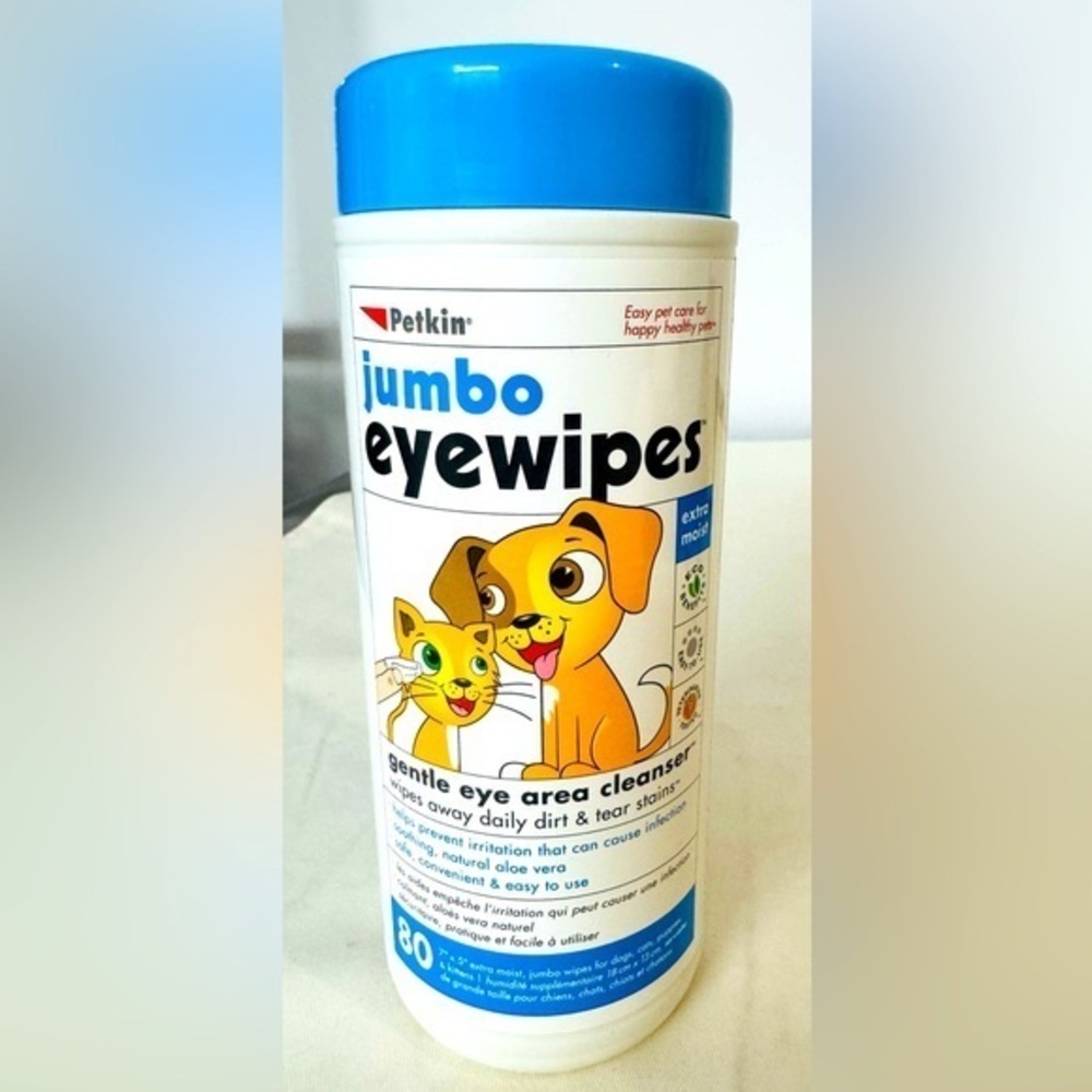 Petkin Jumbo Eye Wipes 80pcs Gently Removes Dirt and Tear Stains Natural Formula